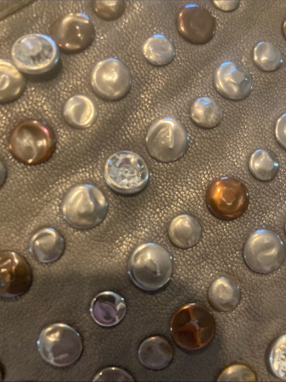 Pfaltzgraff Gray Studded Leather Wristlet Clutch - Picture 5 of 5